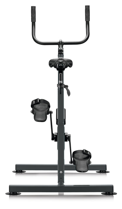 AquaNess V2 The Active aquatic exercise bike featuring a corrosion-resistant frame, adjustable saddle, ergonomic handlebars, and secure foot pedals with straps. The water cycling bike is shown in a studio setting and is designed for aquatic fitness, pool workouts, rehabilitation, and low-impact cardiovascular training.