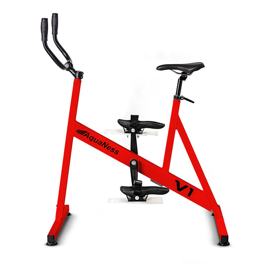 AquaNess V1 The Essential water fitness bike designed for underwater cycling and low-impact exercise. Featuring a durable pool-ready construction, comfortable seating, and user-friendly controls, this aquatic bike supports cardiovascular conditioning, strength development, and rehabilitation activities in aquatic environments.
